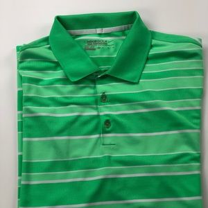 Nike Dri-Fit Golf Polo - Green Striped - XL